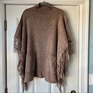 Mauve Grey Pink Poncho Sweater